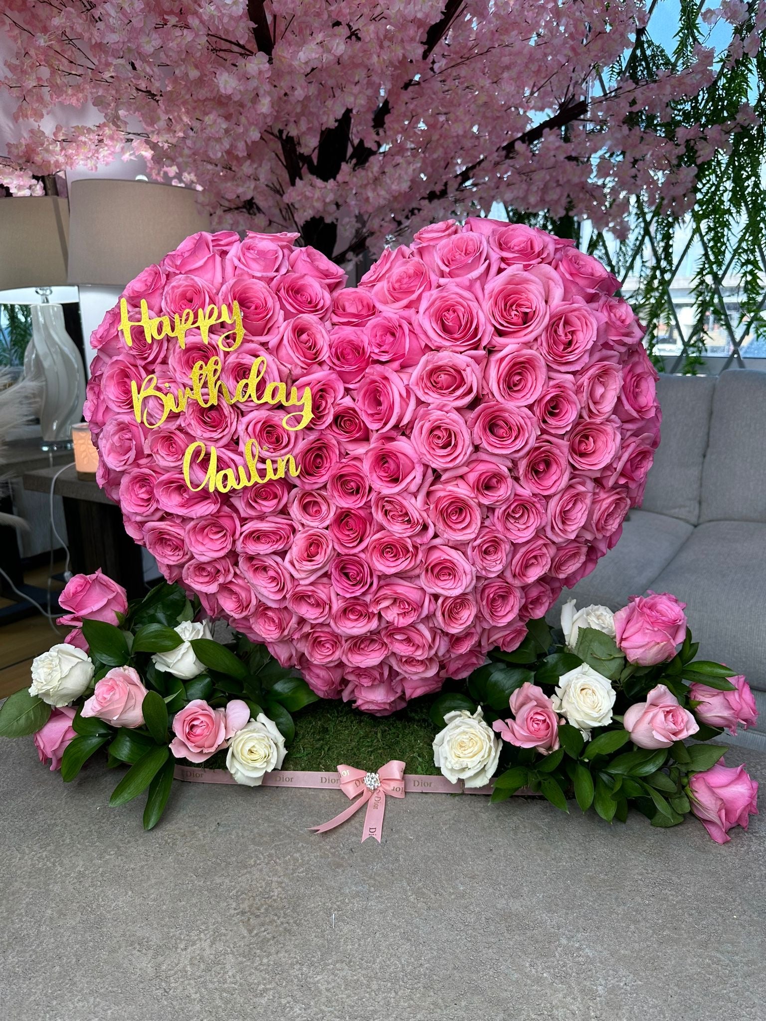 Wood heart Structure + Surrounding Garden – Lovely Flowers