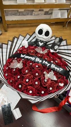 50 Red Spooky Glittered Roses