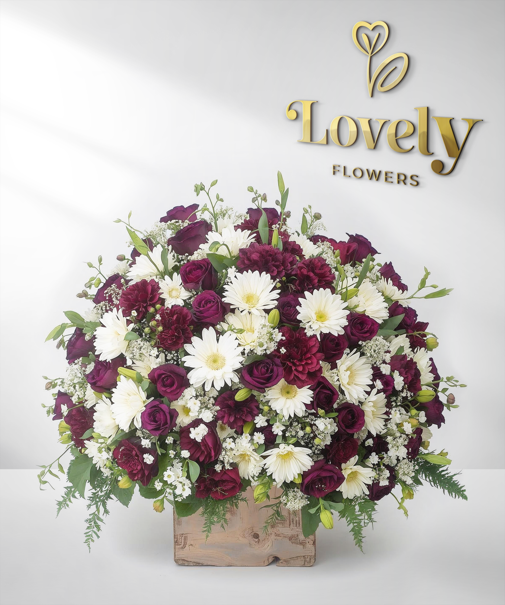 Sophisticated Deep Plum and Ivory Floral Globe