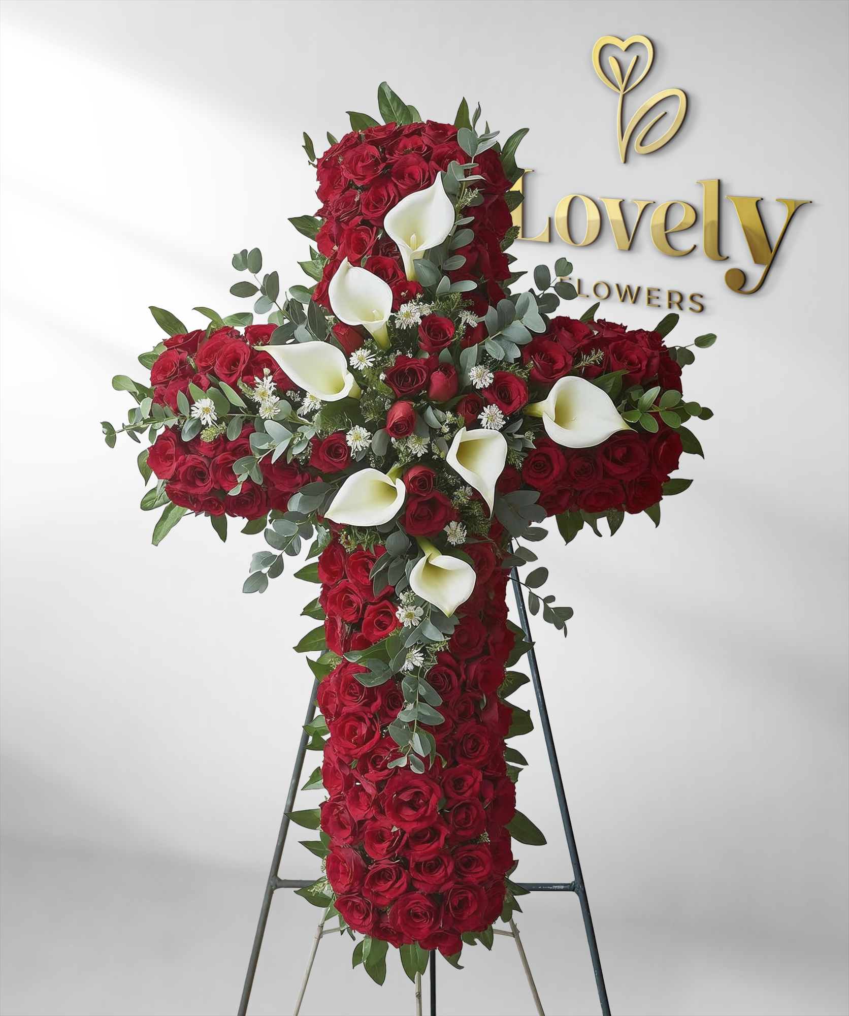 Red Roses Cross Premium All-Red Rose Cross – Lovely Flowers