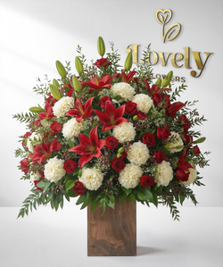 Timeless Crimson Lily and Ivory Carnation