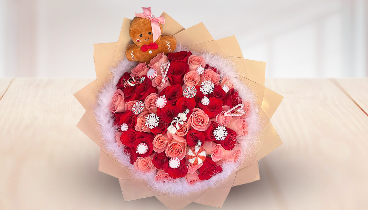 Custom Gingerbread man Christmas Bouquet