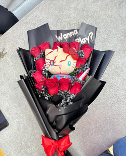 Hello Kitty Chucky 12 Flat Rose Bouquet