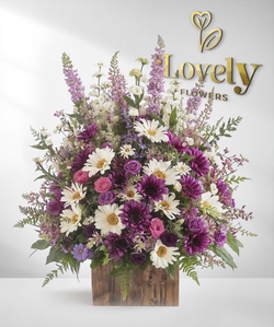 Majestic Purple Gerbera & White Daisy Floral Masterpiece