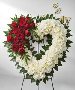 Corazón funerario sin relleno ~ Rosa y blanco