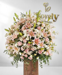 Premium Blush Lilies, Soft Pink Roses, & White Carnations