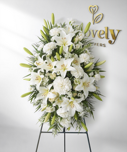 Premium White Lilies and Carnations Sympathy Tribute