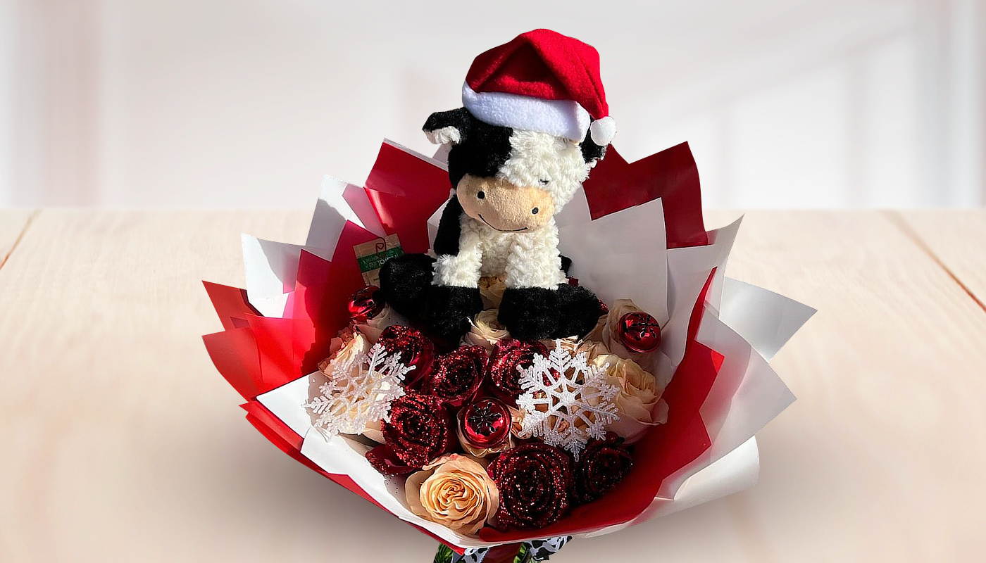 Custom Christmas cow bouquet