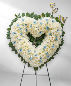 Corazón funerario sin relleno ~ Rosa y blanco
