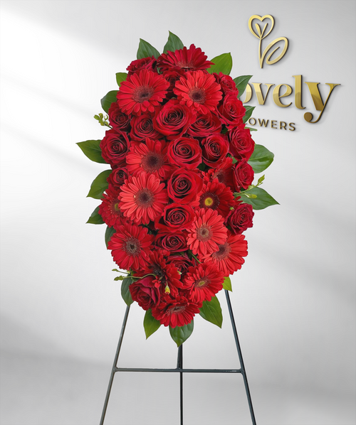 Classic Red Rose & Gerbera Daisy Standing Spray