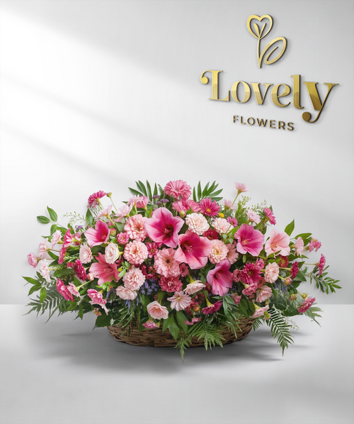 Premium Pink Mixed Floral Remembrance Basket