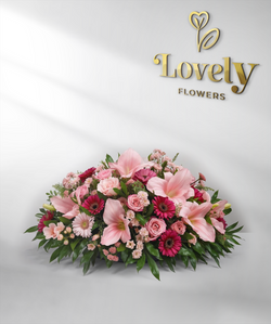 Premium Pink Rose, Lily and Gerbera Casket Spray