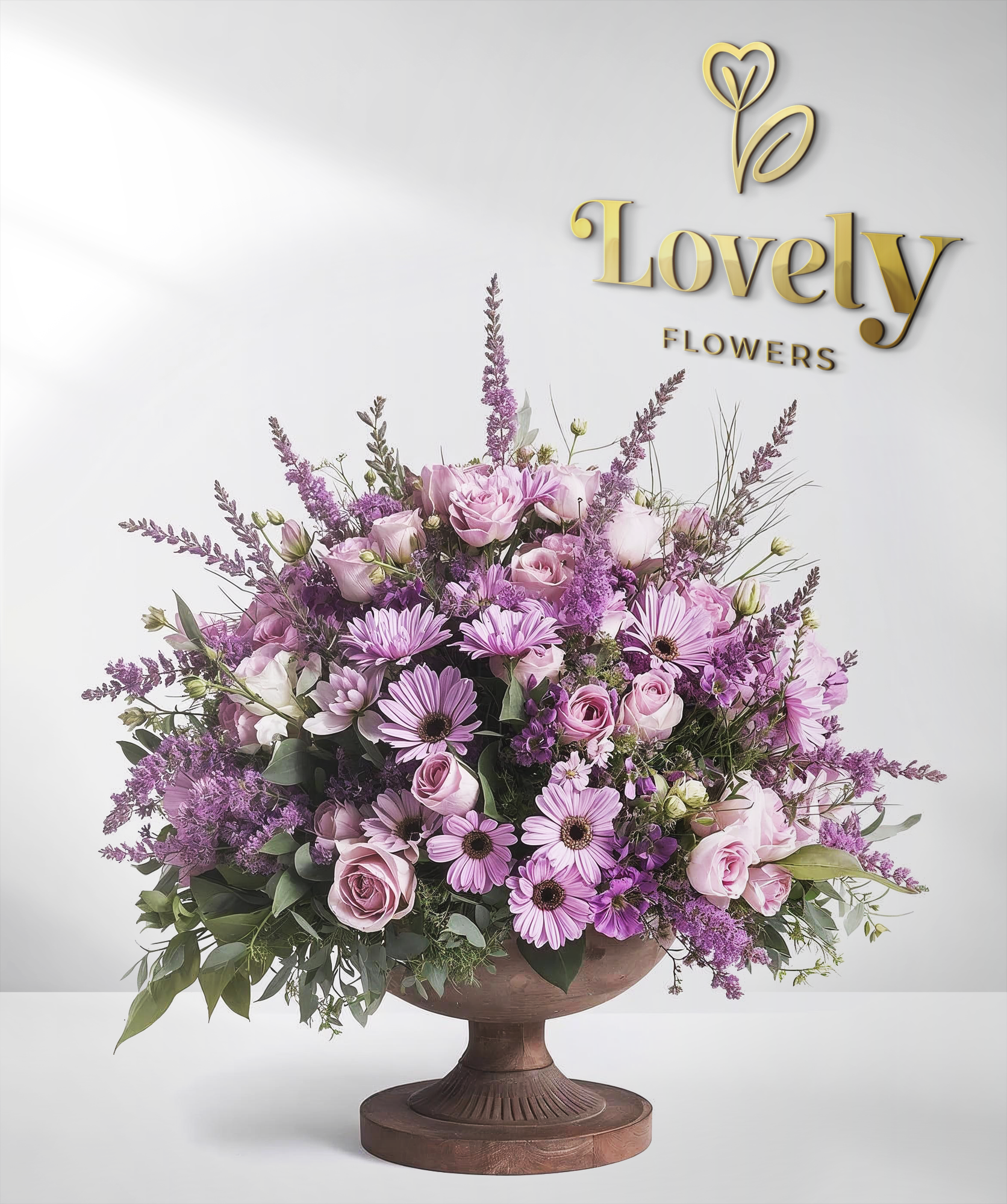 Elegant Pink Rose and Lavender Floral Arrangement