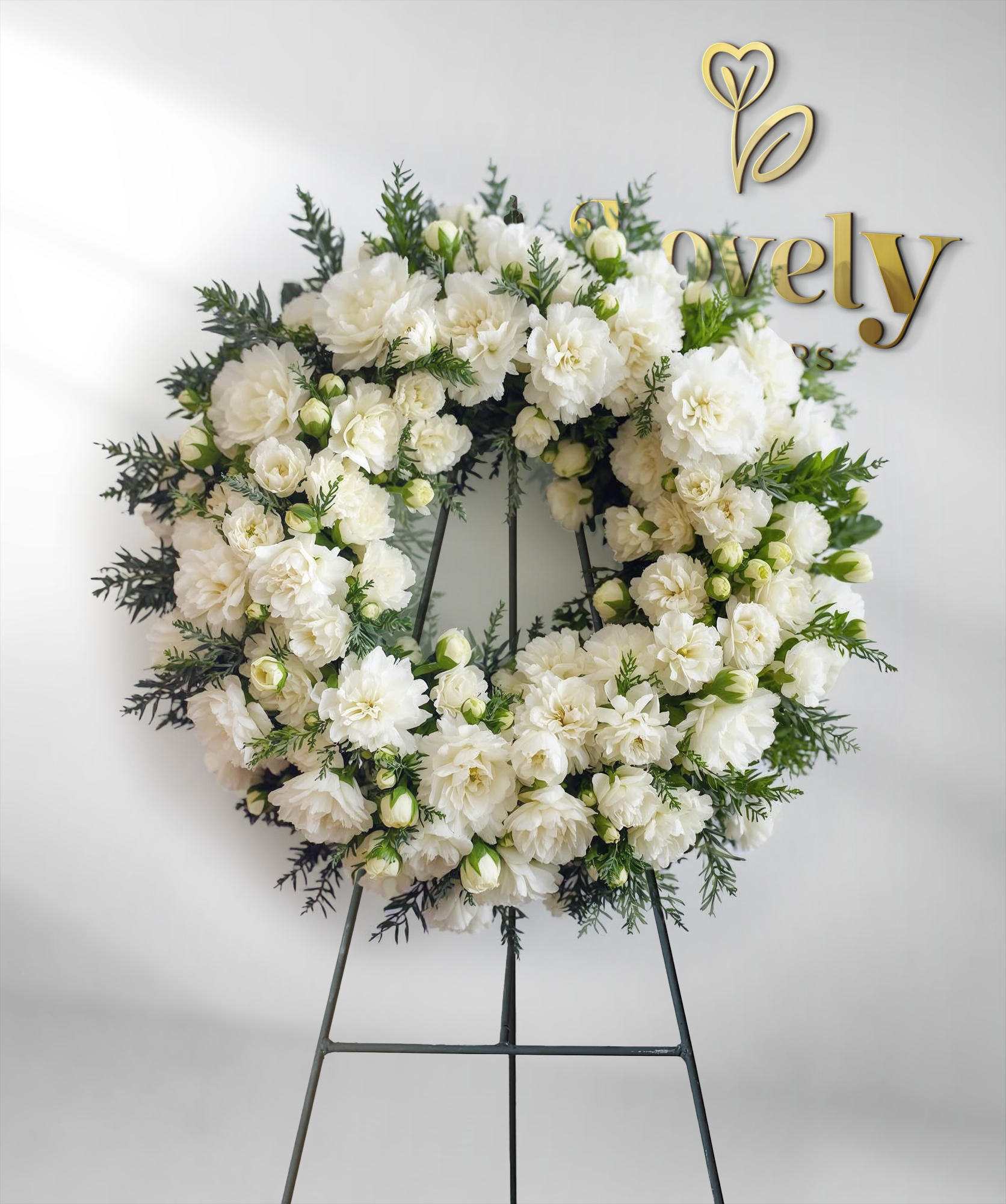 Classic White Carnation Funeral Wreath