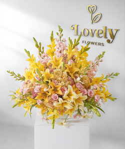 Eternal Sunshine Premium Lily & Rose Pedestal Arrangement