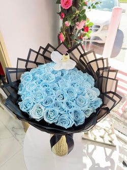 50 Everlasting blue rose bouquet ~ 50 Rosas Eternas Azules