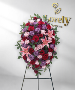 Premium Rose and Lily Standing Funeral Spray