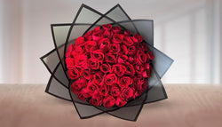 #5 25 Roses Bouquet with black transparent paper