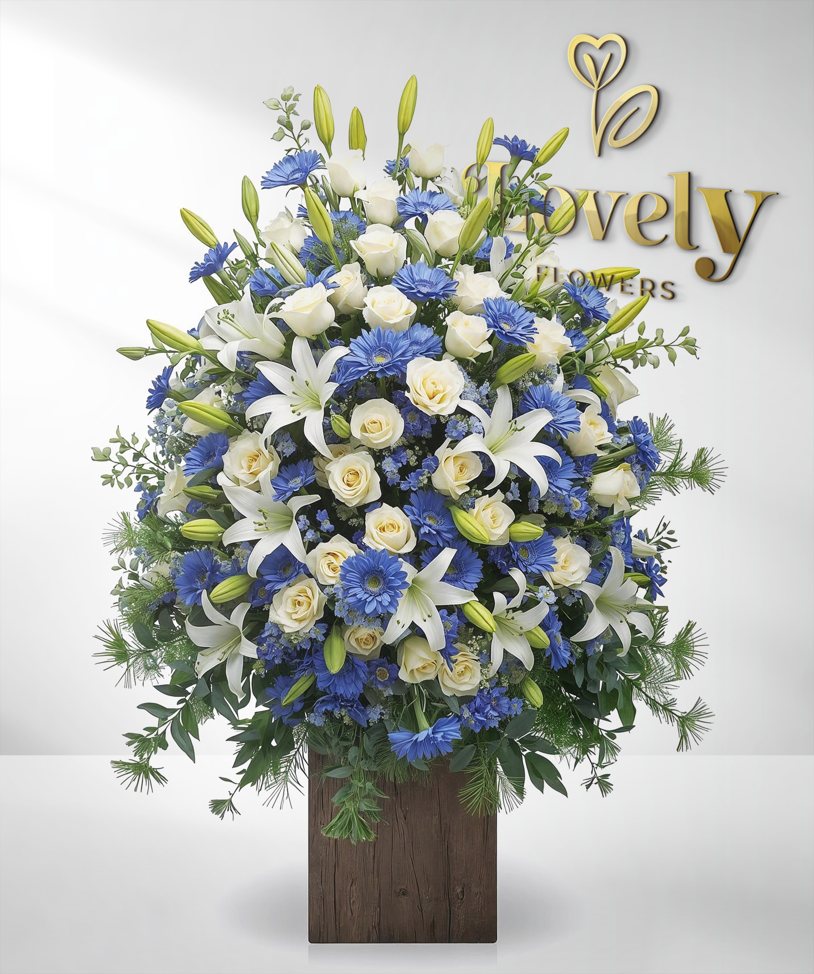 Grand Azure and Cream Botanical Tower