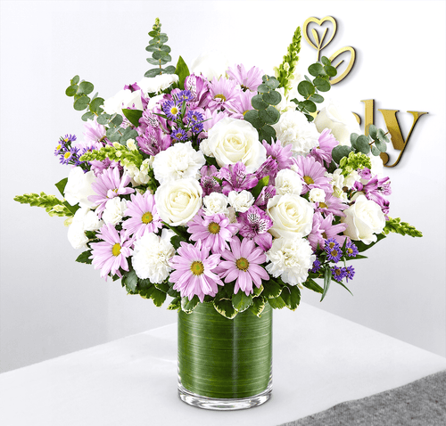 Lavender & White Mixed Flower Arrangement