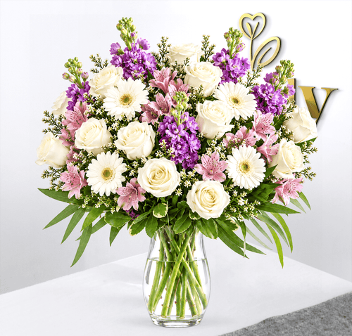 Lavender & White Circular Floral Arrangement