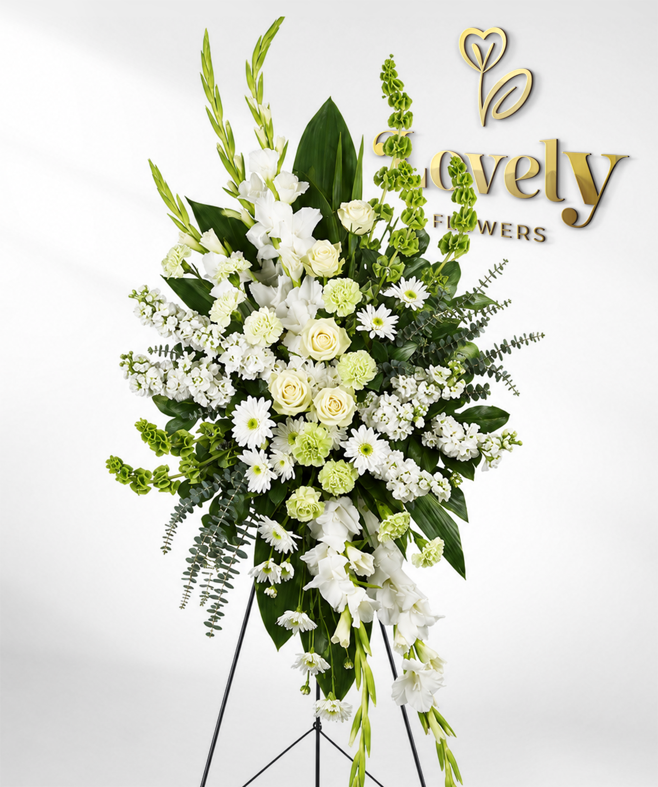 Elegant White Funeral Standing Spray