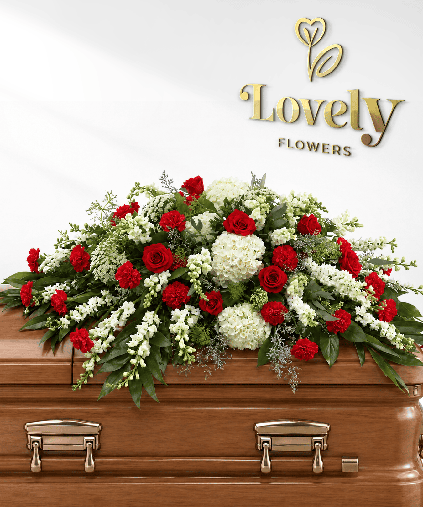 Red & White Casket Spray