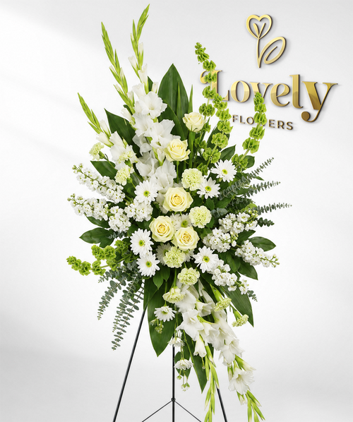 Elegant White Funeral Standing Spray