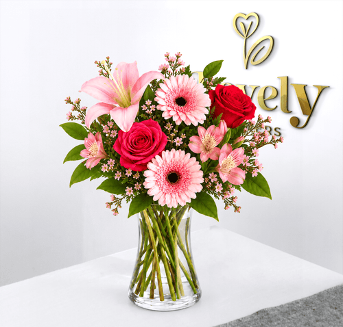 Pink & Red Mixed Flower Vase Arrangement