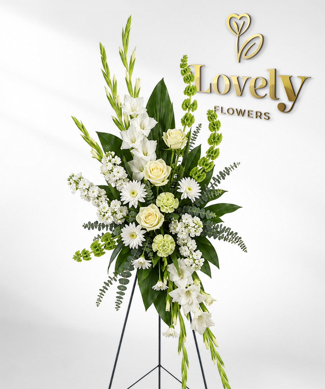 Elegant White Funeral Standing Spray