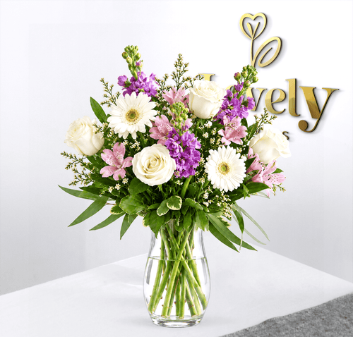 Lavender & White Circular Floral Arrangement
