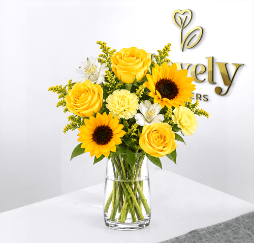 Sunflower & Yellow Rose Vase Arrangement