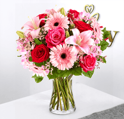 Pink & Red Mixed Flower Vase Arrangement