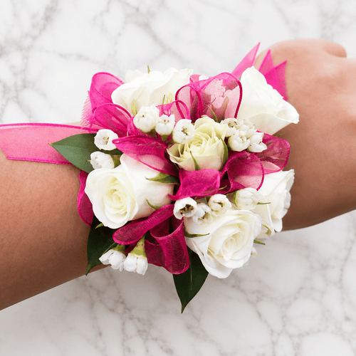 Model #8 Corsage Pink & White Graduation