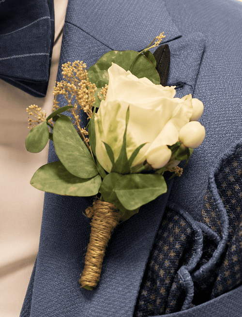 Model #07 Boutonniere Ivory Rose Graduation