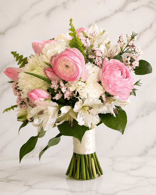 Prom MODEL 12 Pink & White Graduation Floral Bouquet