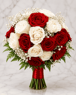 Prom MODEL 11 Red & White Graduation Rose Bouquet
