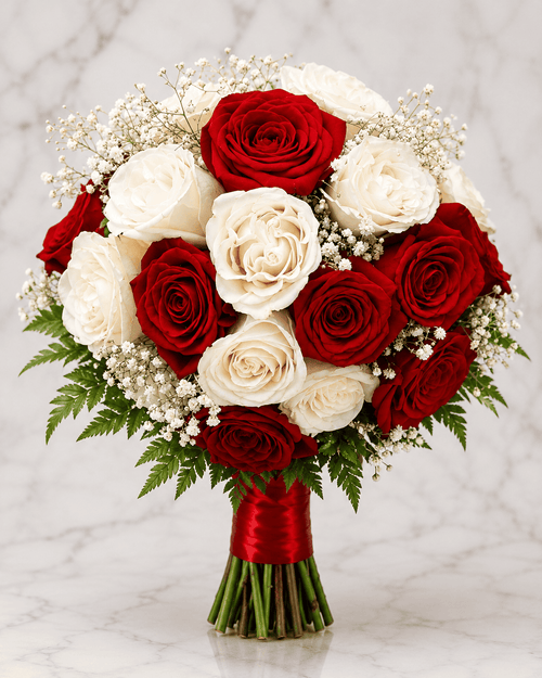 Prom MODEL 11 Red & White Graduation Rose Bouquet