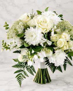 Prom MODEL 08 White Graduation Flower Bouquet