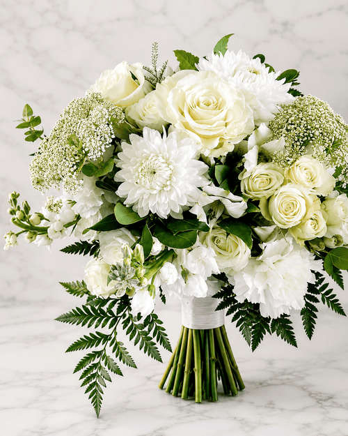 Prom MODEL 08 White Graduation Flower Bouquet