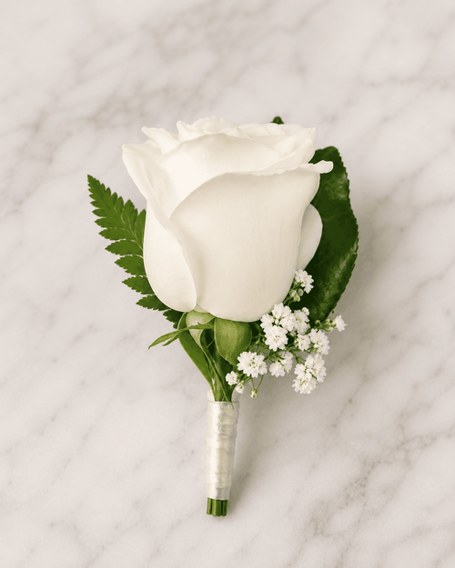 Model #04 Boutonniere White Rose Graduation
