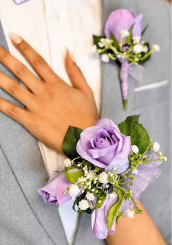 Corsage & Boutonniere Lavender Model #4
