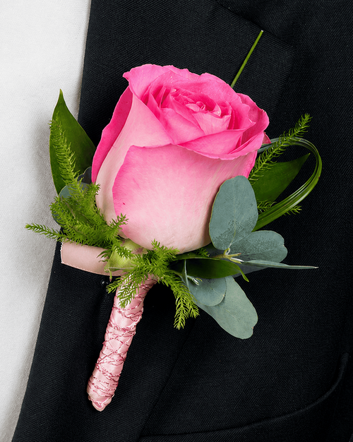 Model #06 Boutonniere Pink Rose Graduation