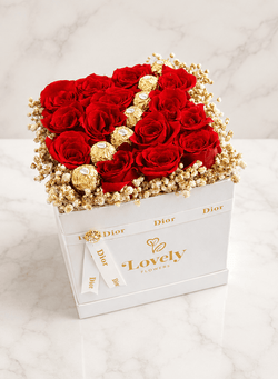 Golden Romance Red Rose Box