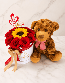 Sunshine Love Bear – 10 Roses