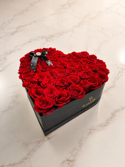 75 Flat Roses Heart Shape Box