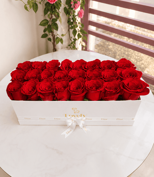 Flat White Red rose Luxury Box