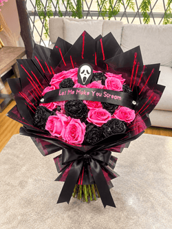25 Red and Pink Glitter Spooky Bouquet Roses
