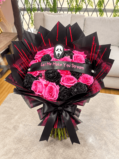 25 Red and Pink Glitter Spooky Bouquet Roses
