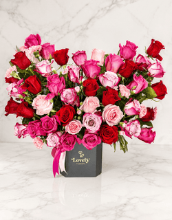 White Flat-Corner Box Rosé Passion 60 Rose